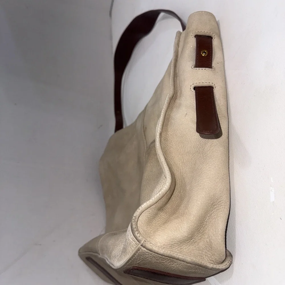 HOBO International Leather Western Beige & Brown Slouchy Tote Bag Purse Handbag